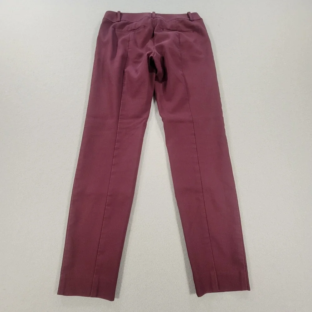 LOFT Curvy Skinny Dress Pants Burgundy Mid Rise Ankle Career Stretch Women's 0